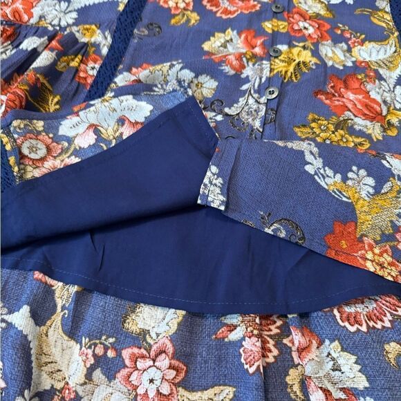 NWT Miss Me Dress Lace Floral Lined High Low Button Front Short Sleeve M - Picture 12 of 14